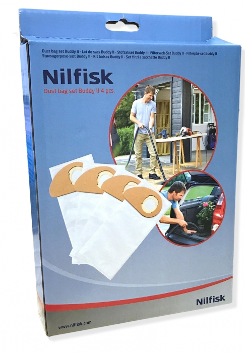 4 sacs synthétiques pour aspirateur NILFISK BUDDY II 12L