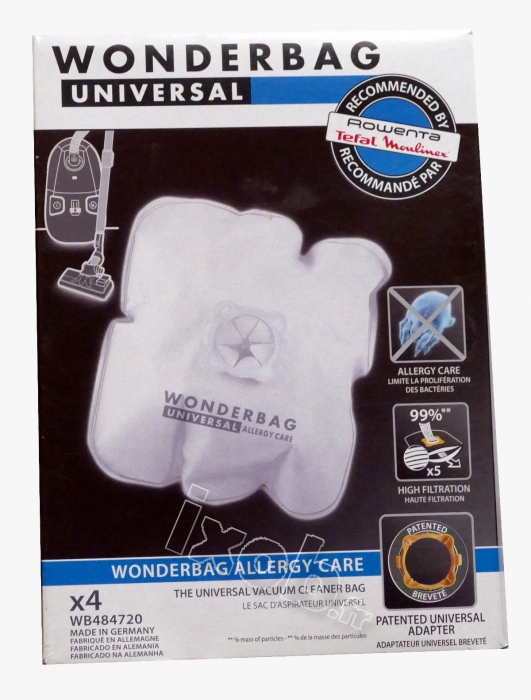 4 sacs wonderbag Allergy Care aspirateur MOULINEX ADJ252 - POWERPACK EFFIMAX