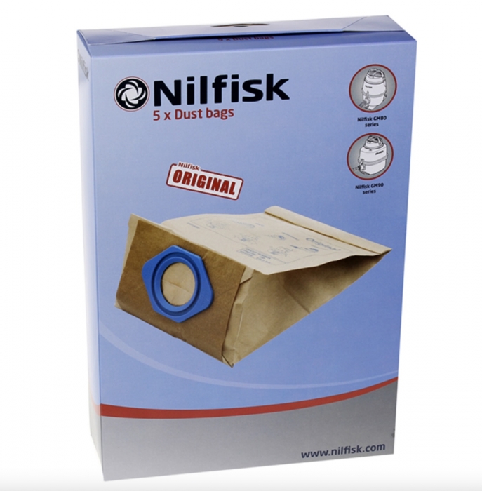 5 sacs papiers d'origine NILFISK GS 80 aspirateur
