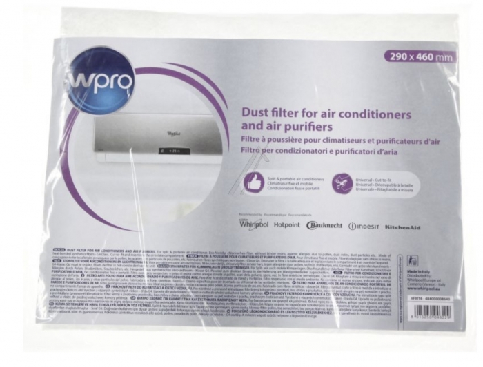 Filtre &agrave; poussi&egrave;re universel pour climatiseur Wpro AFI016