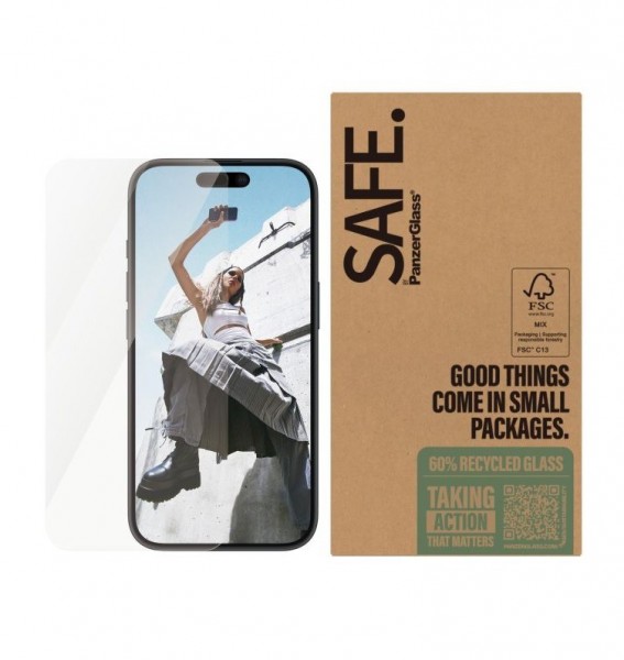 Protection écran Safe by PanzerGlass coupe large pour iPhone 16