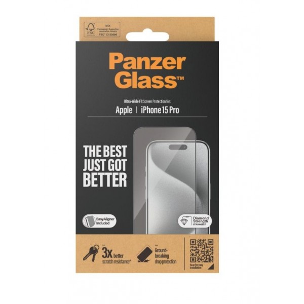 Verre protecteur décran ultra large compatible iPhone 15 Pro avec aligneur