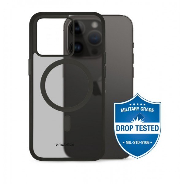 Coque hybride MagSafe noire compatible iPhone 15 Pro
