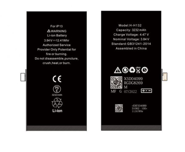 3,84V-3232MAH ACCU COMPATIBLE POUR iPhone 13 AVEC ADHESIF