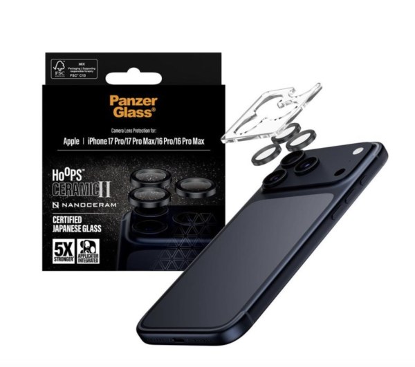 Protection caméra PanzerGlass Hoops céramique pour iPhone 16 Pro