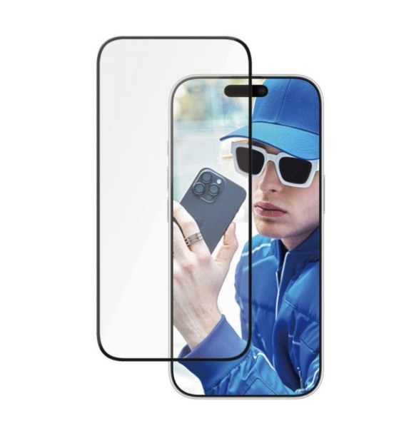 Protection écran céramique PanzerGlass bord noir coupe large pour iPhone 16 Pro
