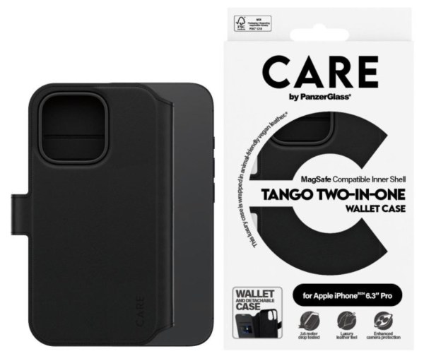 Étui portefeuille PanzerGlass MagSafe 2 en 1 noir pour iPhone 16 Pro