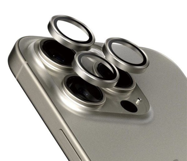 Protection caméra PanzerGlass titane naturel pour iPhone 15 Pro / 15 Pro Max