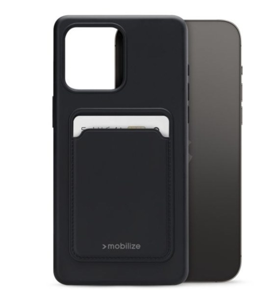 Coque caoutchouc noire avec emplacement carte pour iPhone 14 Pro Max