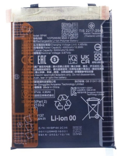 Batterie BP4K 5000 mAh pour Xiaomi Redmi Note 12 Pro 5G