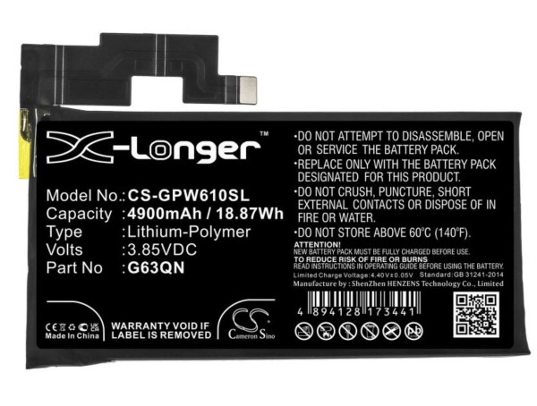 Batterie 4900 mAh pour GOOGLE PIXEL 6 PRO
