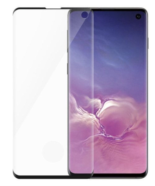 Protection &eacute;cran en verre tremp&eacute; bord noir pour Galaxy S10 - SM-G973F