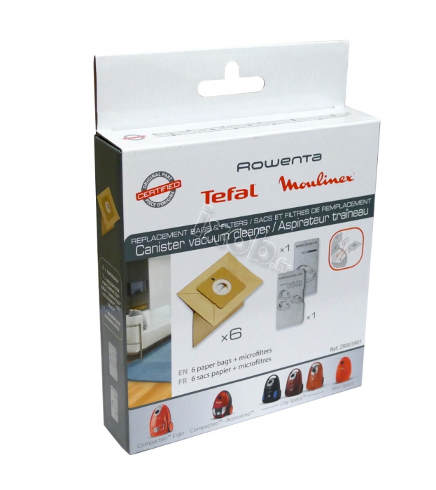 6 sacs + filtre moteur pour aspirateur ROWENTA CITY SPACE
