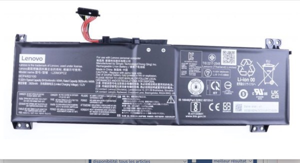 Batterie d'origine Lenovo L20M3PC2 / L20C3PC2 - 11,52 V 45 Wh