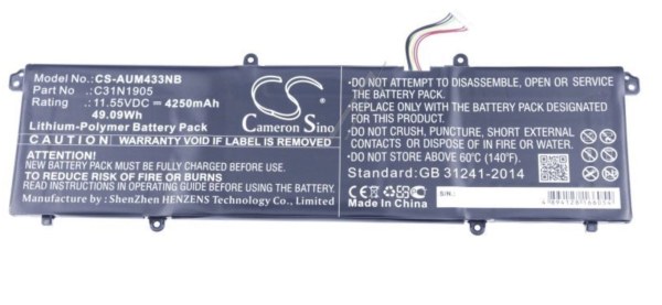 Batterie compatible ASUS C31N1906 - 11,55 V 4250 mAh