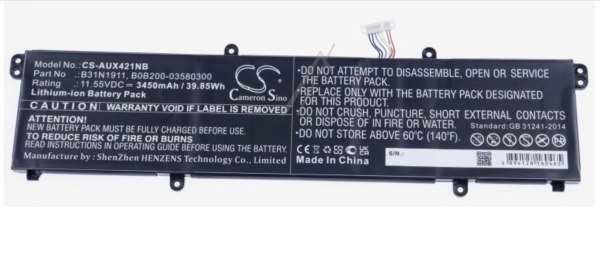 Batterie compatible ASUS B31N1911 - 11,55 V 3450 mAh
